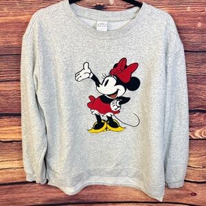 Disney Gray Sweatshirt with Minnie Mouse in Red and Yellow